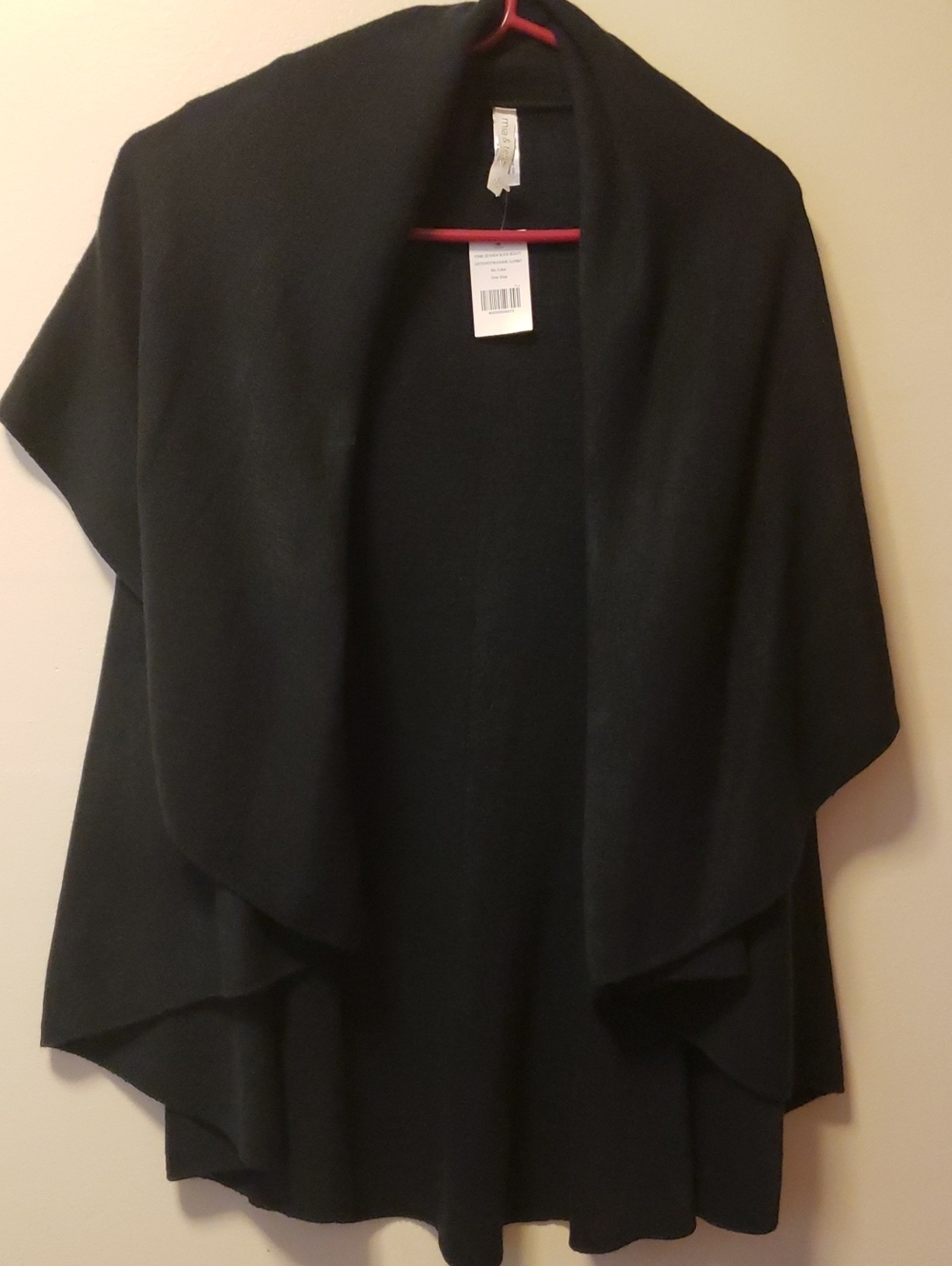 NWT Mia & Tess Women’s Black Draped Open-Front Sweater/Shall